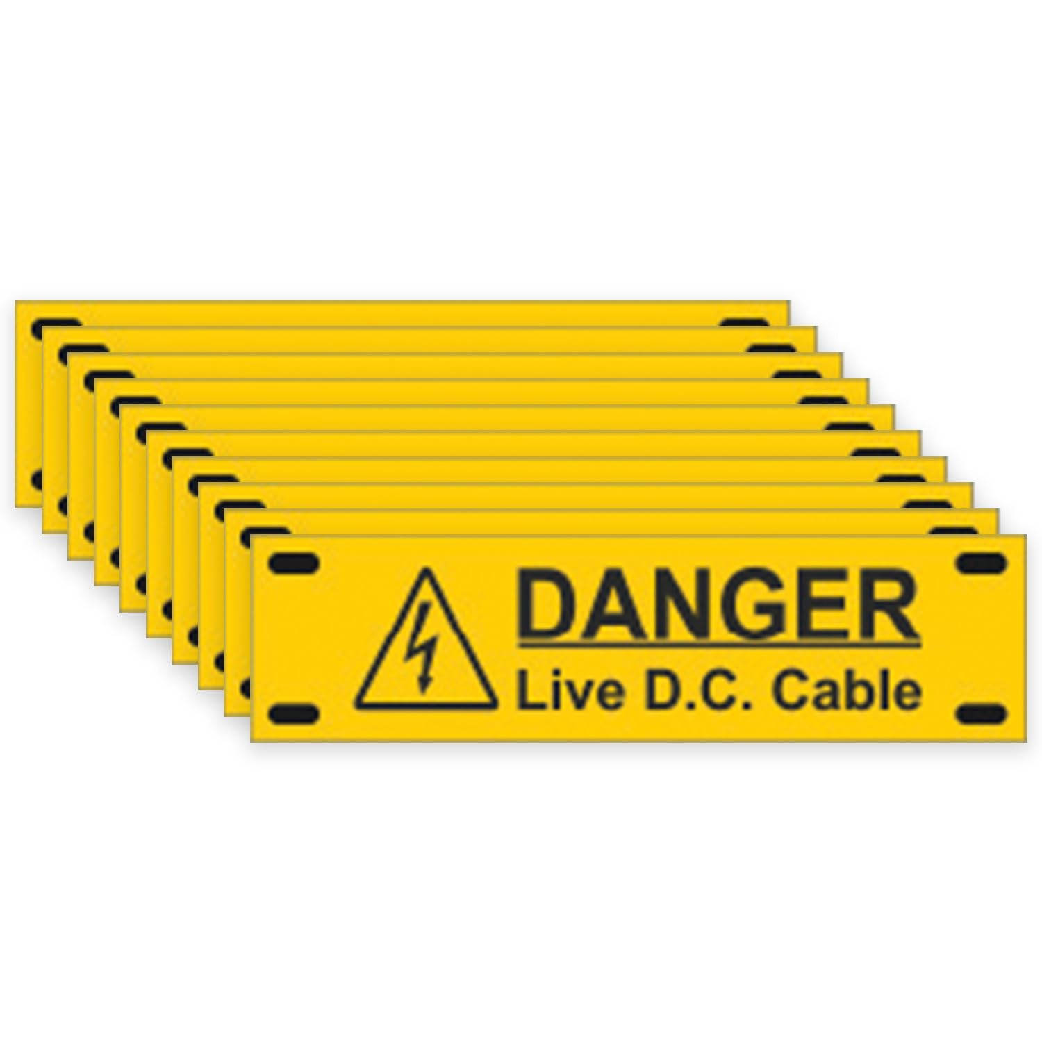 iSigns Warning Signs (Danger Live DC Cable), Pack of 10 Tags, 75x20mm, Durable Electrical Warning Labels, Easy to Install Live Cable Sign, British HSE Standards Approved โ image 1