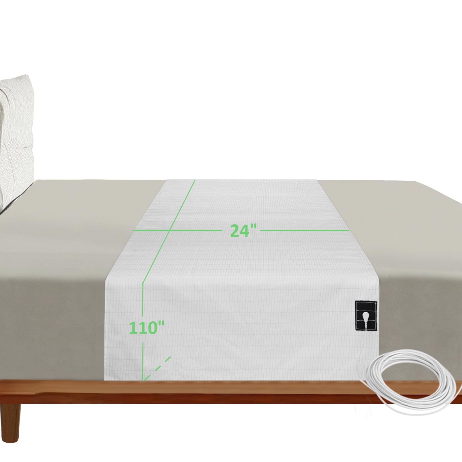 Photo 1 of Merisky Grounding Sheets, Grounded Half Flat Sheet 24"x110" Fit All Bed Sizes, Conductive Sheets with Cord & Clips, Earth Connected Sheet for Sleep, Cotton+Silver Fiber(White, 1 Pack)