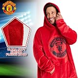 Manchester United Oversized Hoodie Blanket for Men Red Black Crest Print view 3
