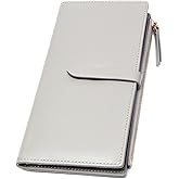 YOUBDM Slim Wallets for Women Credit Card Holder RFID Bifold Clutch Wallets Checkbook with Zipper Pocket