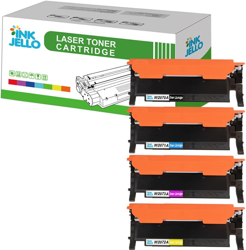 InkJello 117A Toner Cartridge 4PK Black Cyan Magenta Yellow for HP Color Laser