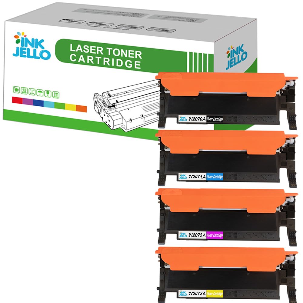InkJello Toner Cartridge For Printer, Compatibile with HP Colour Laser 150a 150nw 178nw 179fnw W2070A W2071A W2072A W2073A 117A (Black, Cyan, Magenta, Yellow, 4-Pack)