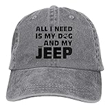 NVJUI JUFOPL All I Need is My Dog and My Jeep Adjustable Washed Cap Cowboy Baseball Hat Ash