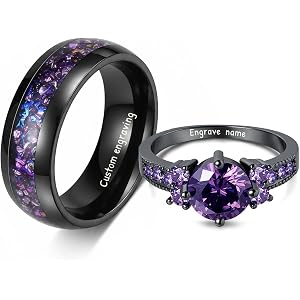 BomdoG Couple Rings Set - Engravable Matching Bands | 8 Color Options Tungsten/Stainless Steel/Copper Include Rose Box & Card