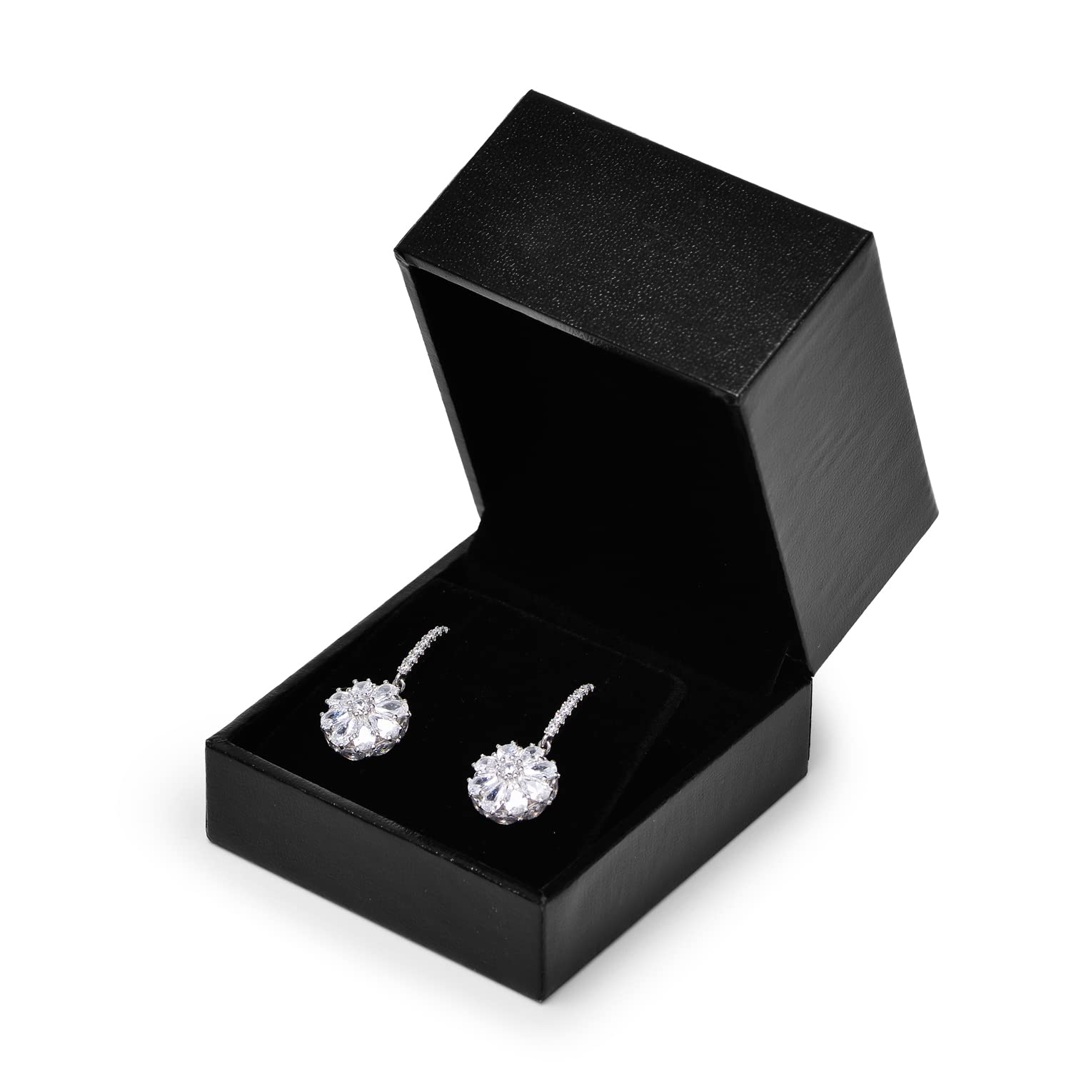 Oirlv Black Earring Box Soft PU Leather Exterior Velvet Interior Earrings Gift Box Luxury Earring Gift Boxes for Wedding Engagement Birthday and Anniversary (Earring Box)