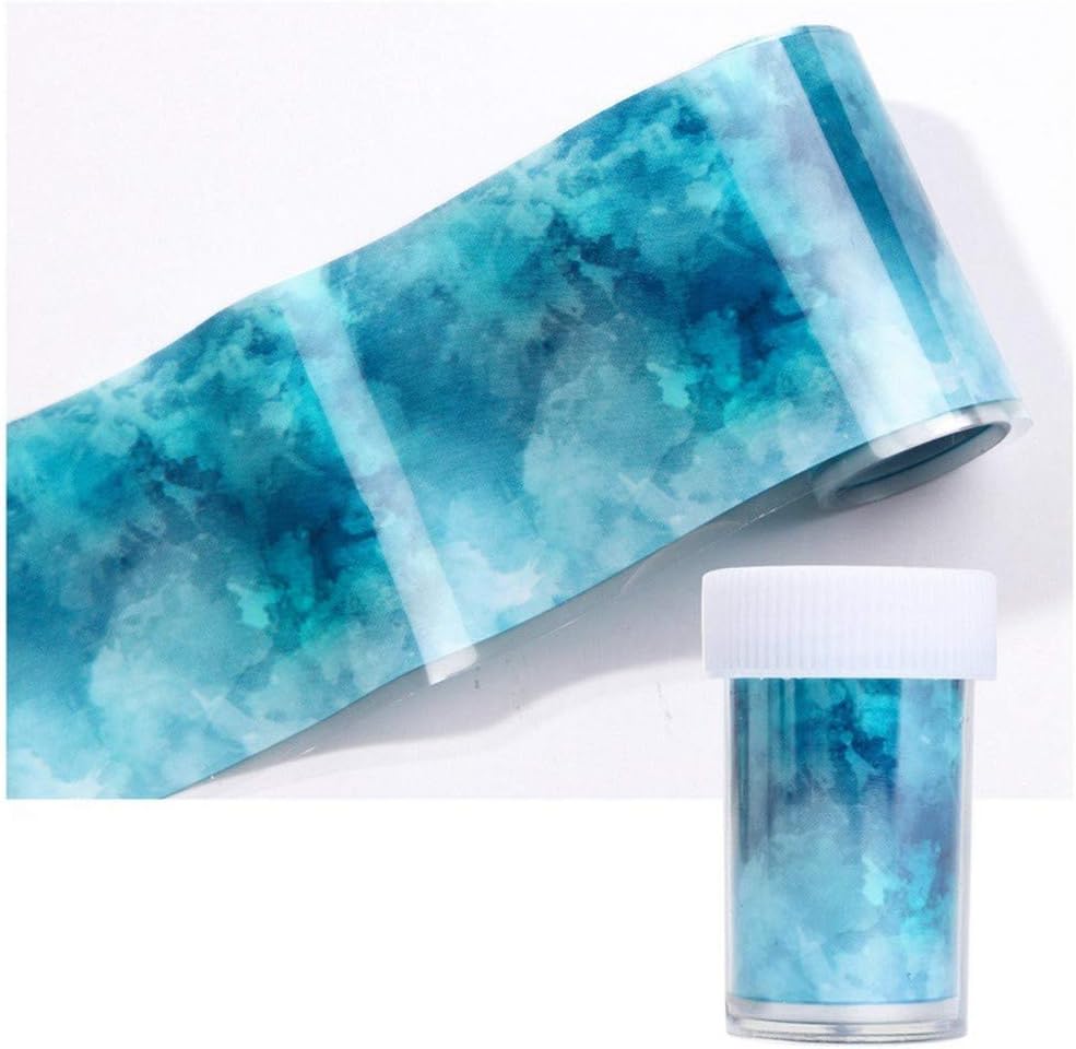 Holographic Nail Foils,Women Beauty 3D Decor Colorful Marble Holographic Nail Art Sticker Nail Transfer Foil Nail Decal Starry Sky(WY113)