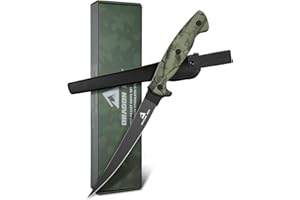DRAGON RIOT Fillet Knife 6 Inch, Black Stainless Boning Knife for Meat Poultry Cutting, Fillet Fishing Bait Knife with Protective Sheath and Large Non-Slip Handles
