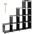 DazHom 10-Cube Storage Organizer Rack, Staircase Organizer Modular Bookcase, DIY Storage Organizer Closet Shelf, Bookcase in Living Room, Bedroom for Toys and Daily Necessities, Black