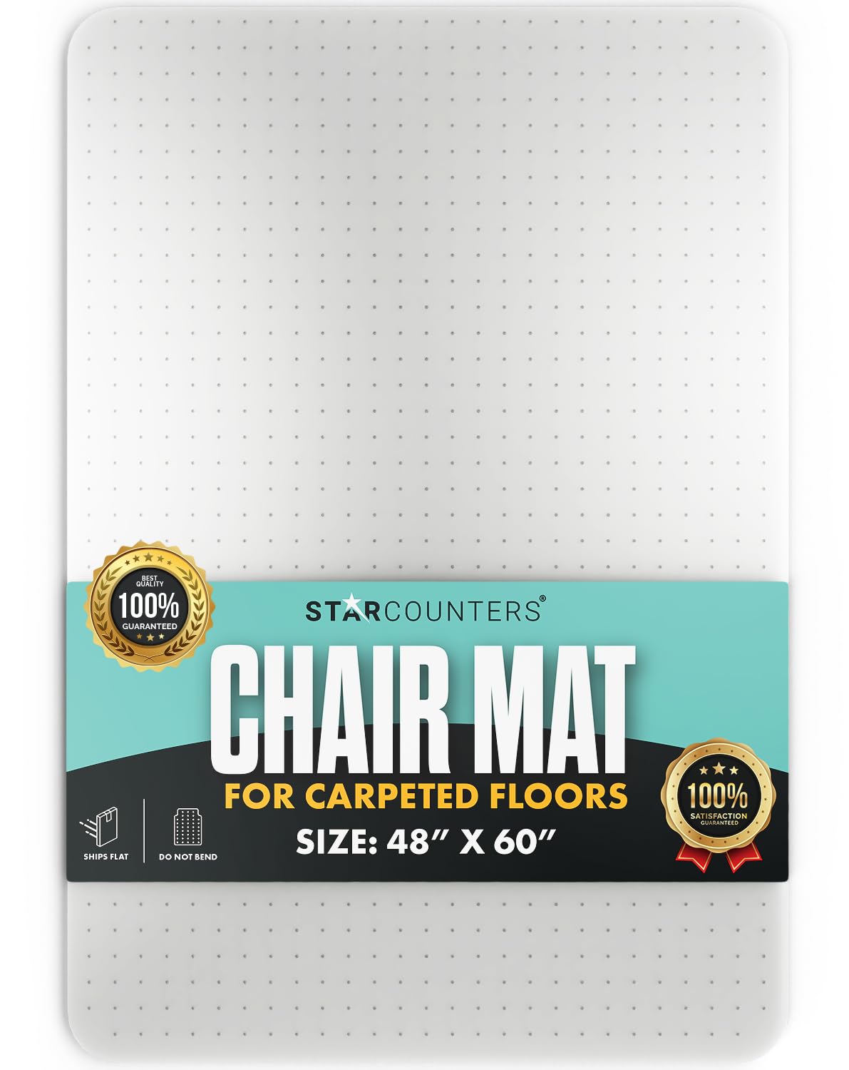 Photo 1 of **HAS CHIP IN PLASTIC ON ONE SIDE**Office Chair Mat for Carpet - Desk Chair Protector Mat - Computer Chair Floor Mat for Rolling Chairs - 60" x 48", Without Lip