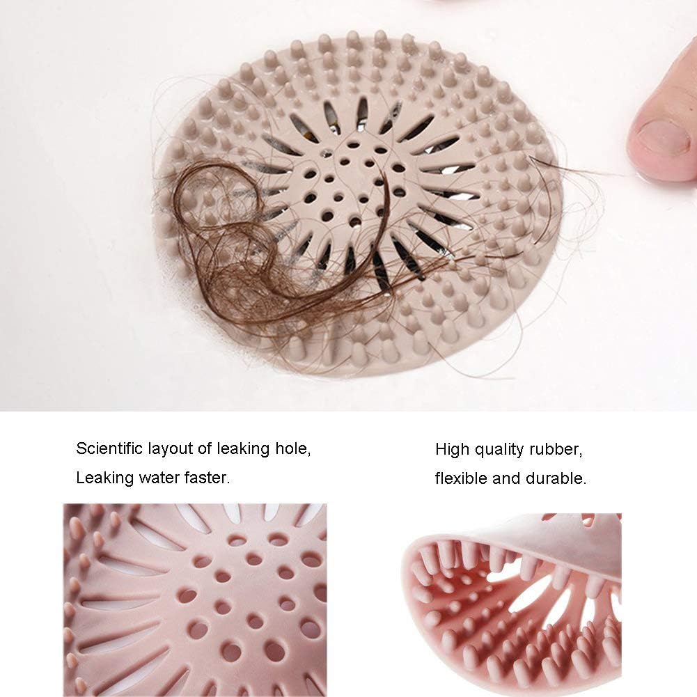 Hair Catcher Durable Silicone Hair Stopper Shower Drain Covers Easy to Install and Clean Suit for Bathroom Bathtub and Kitchen 5 Pack - - 