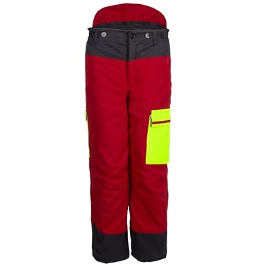 Schnittschutzhose Forstschutz-Bundhose rot/anthrazit/leuchtgelb EN 381 Klasse 1 Form A Größe 66/68
