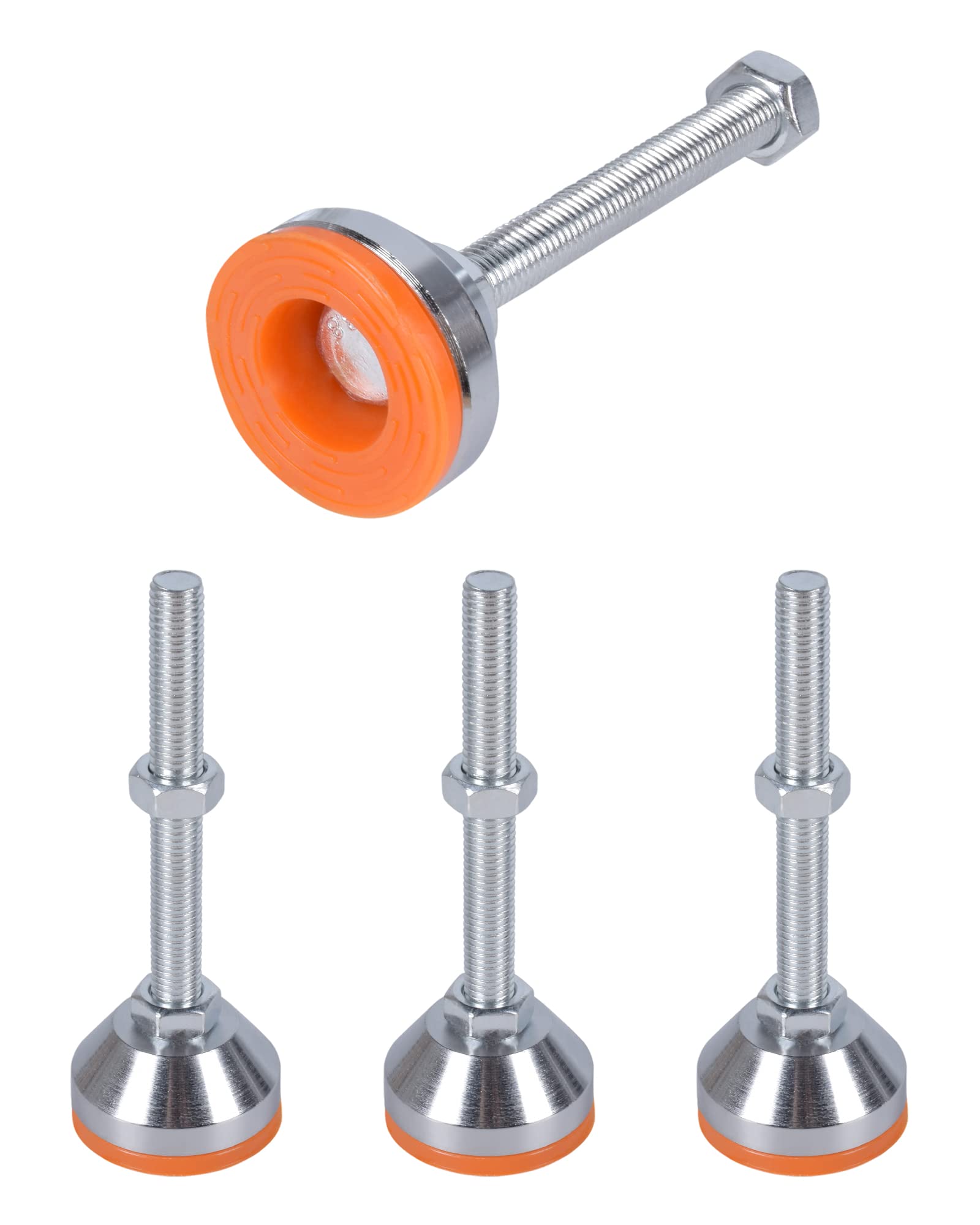 SPDYCESS 4 PCS Furniture Adjustable Feet, M12×100mm×Ø50mm Thread Heavy Duty Carbon Steel Leveling Foot Adjuster Leveler Buffering Floor Protector Reduce Noise for Machine Table Furniture Feet
