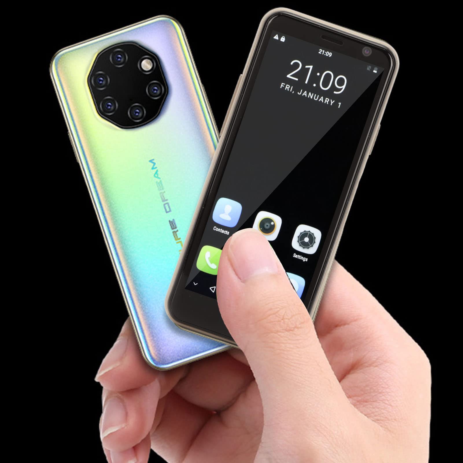 Mini Smartphone, 3.5 Inch 4G Unlock Cell Phone 3GB 32GB Dual SIM Dual Standby, Face Fingerprint Unlock, Kids Phone Pocket Cell Phone for Android (Purple)