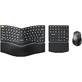 ProtoArc Ergonomic Keyboard Mouse, EKM04 2.4GHz Wireless Ergo Keyboard Mouse Combo, Separate Numeric Keypad, Split Design, Wr