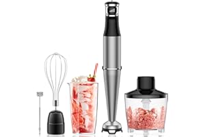 Immersion Blender Handheld Corded Hand Blenders Set 1100W, Trigger Variable Speed 5 in 1 Stick Emulsifier with Chopper, Whisk