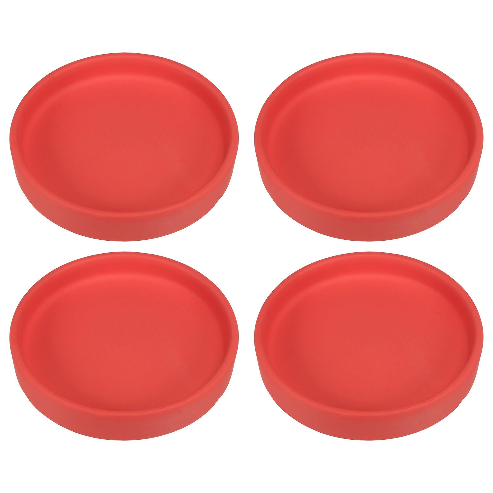 PATIKIL 4.5 Inch Round Ceramic Plant Saucer, 4 Pack Plant Saucer Tray Flower Planter Drip Tray for Indoors Outdoors Patio Balcony, Red