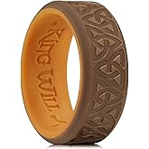King Will Silicone Wedding Rings For Men, 4 Pack Rubber Wedding Bands with Celtic Knot Pattern, 8mm Wide 2.2mm Thick, Comfort Fit Size 13