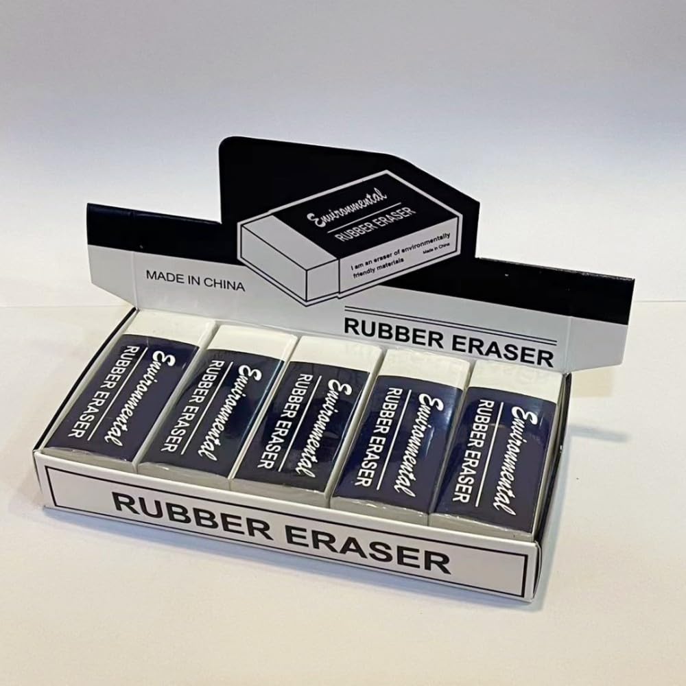 5 Extra Large eco-Friendly erasers, Heavy Metal Free, PVC Free, Latex Free, Long Lasting, Pencil erasers for Schools, Offices, Drawings, Artists and Architects