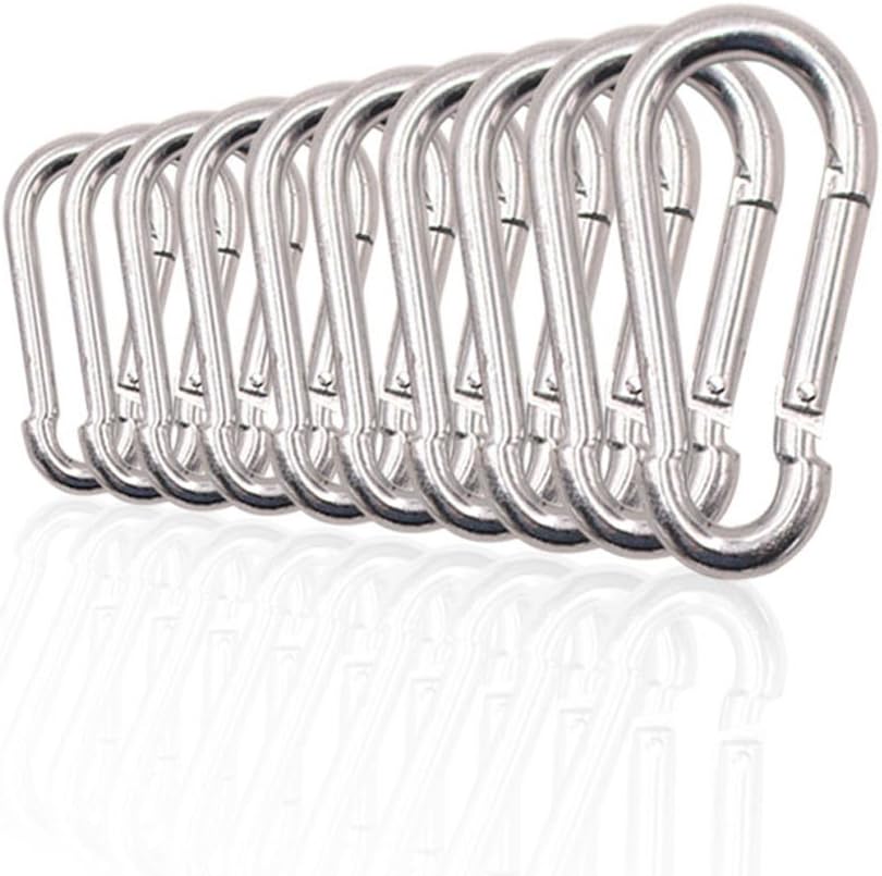 Ateman Snap Hook 2 Inch Stainless Steel Spring Snap Link Hook Carabiner, Set of 10 (5mm x 50mm)