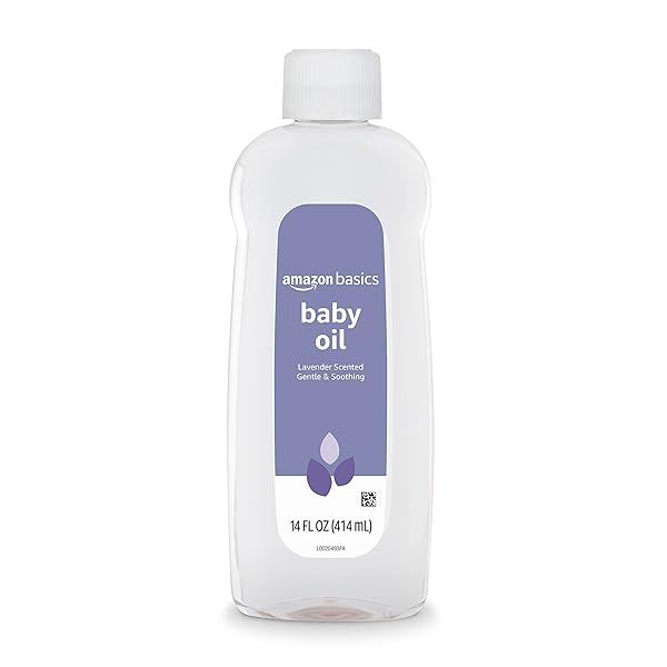 AMAZON BASICS BABY OIL, SOOTHING LAVENDER SCENTED, PREVENTS...
