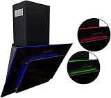 SIA 90cm Black Glass Angled Kitchen Cooker Hood with LED Mood Lighting view 2