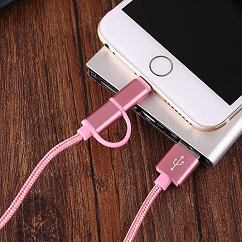 Mobile Phone USB Two-in-one Metal Nylon Knitted Data Cable IOS and Android Data Cable