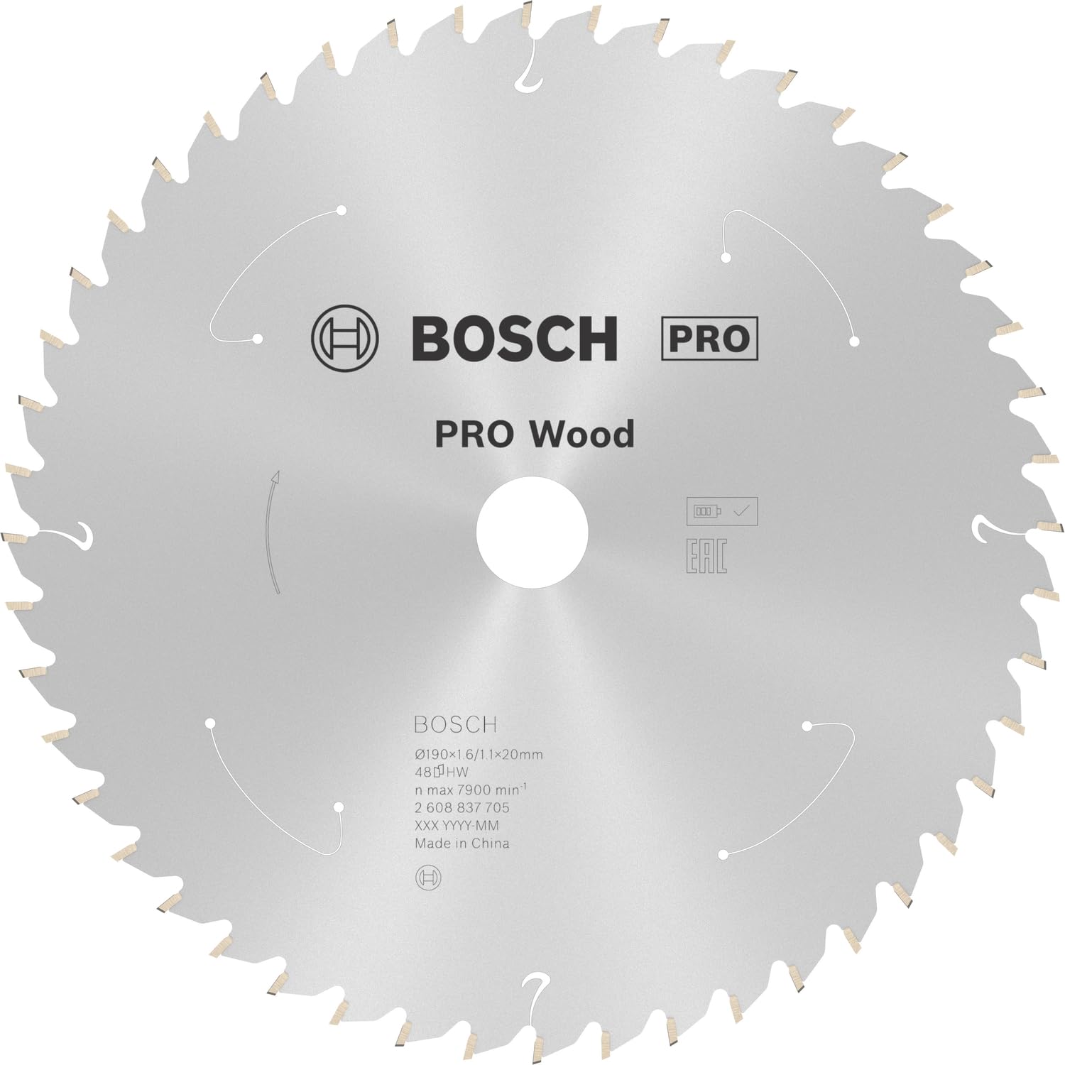Bosch 1x PRO Wood Circular Saw Blade for Cordless Mitre Saws (for Softwood, Hardwood, Ø mm, Professional Accessory Mitre Circular Saw)