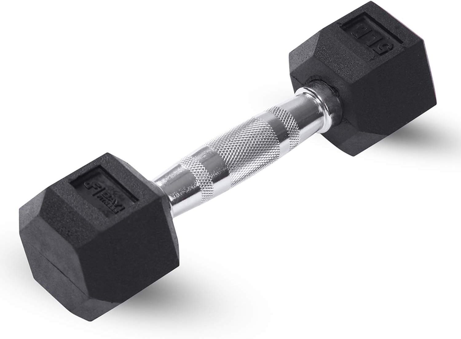 Rubber Hex Dumbbells by Day 1 Fitness – 8, 5-40 Pounds, Sold in Singles - Shaped Heads to Prevent Rolling and Injury - Ergonomic Hand Weights for Exercise, Therapy, Building Muscle