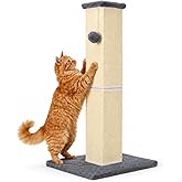 YULOYI Cat Scratching Post for Indoor Cat, 32 Inch Large Cat Scratcher Grey | Sisal Cat Scratcher with Sturdy Base for Cat Adults, Cat Scratch Post with Vertical Stretch Space, Furniture Protection