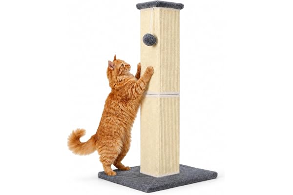 YULOYI Cat Scratching Post for Indoor Large Cats and Kitten, Nature Sisal Tall Cat Scratch Post, Sisal Cat Scratcher Improve