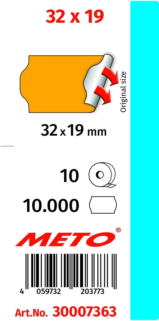 Meto Price Gun Labels (32×19 mm, Two-line, 10,000 Labels, Fluorescent Orange, Permanently Adhesive, for METO Contact, Sato - Image 3