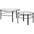 Henn&Hart Round Nested Coffee Table in Blackened Bronze, Coffee Table coffee tables for living room, studio apartment essentials, 36" Wide