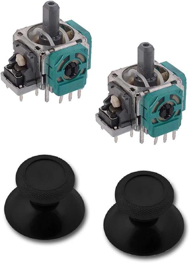 2 x Controller 3D Analog Module and 2 x Replacement Thumb Stick - Replacement Joystick / Axis Sensor Compatible with Xbox One - Complete Restoration or Repair for Sticky / Limp / Broken Thumb Sticks