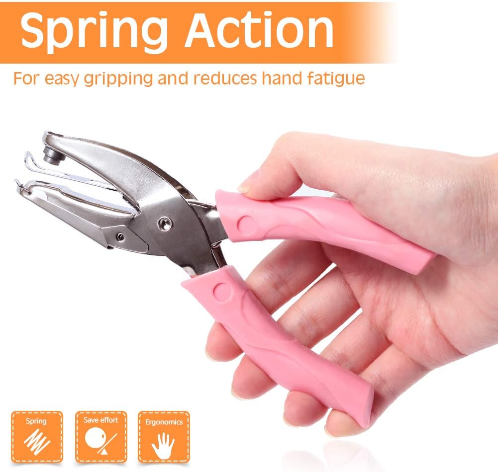 SPEEDWOX Paper Puncher Heart Star Circle Shape with Soft Pink Grip Single Handheld DIY Craft Paper Hole Punch Tool 6 Inches (6mm Circle) - Image 5