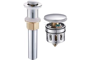 REGALMIX Pop Up Drain, Bathroom Faucet Vessel Vanity Sink Drain Stopper, Built-In Anti-Clogging Strainer, Polished Chrome without Overflow,Fits Standard American Drain Hole(1-1/2" to 1-3/4") R085A-CP