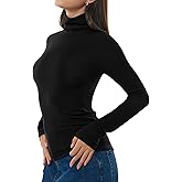 C202 Women's Turtleneck Long Sleeve Merino Wool Blend Shirts Fitted Going Out Tops Basic Tees Cozy Embrace Collection