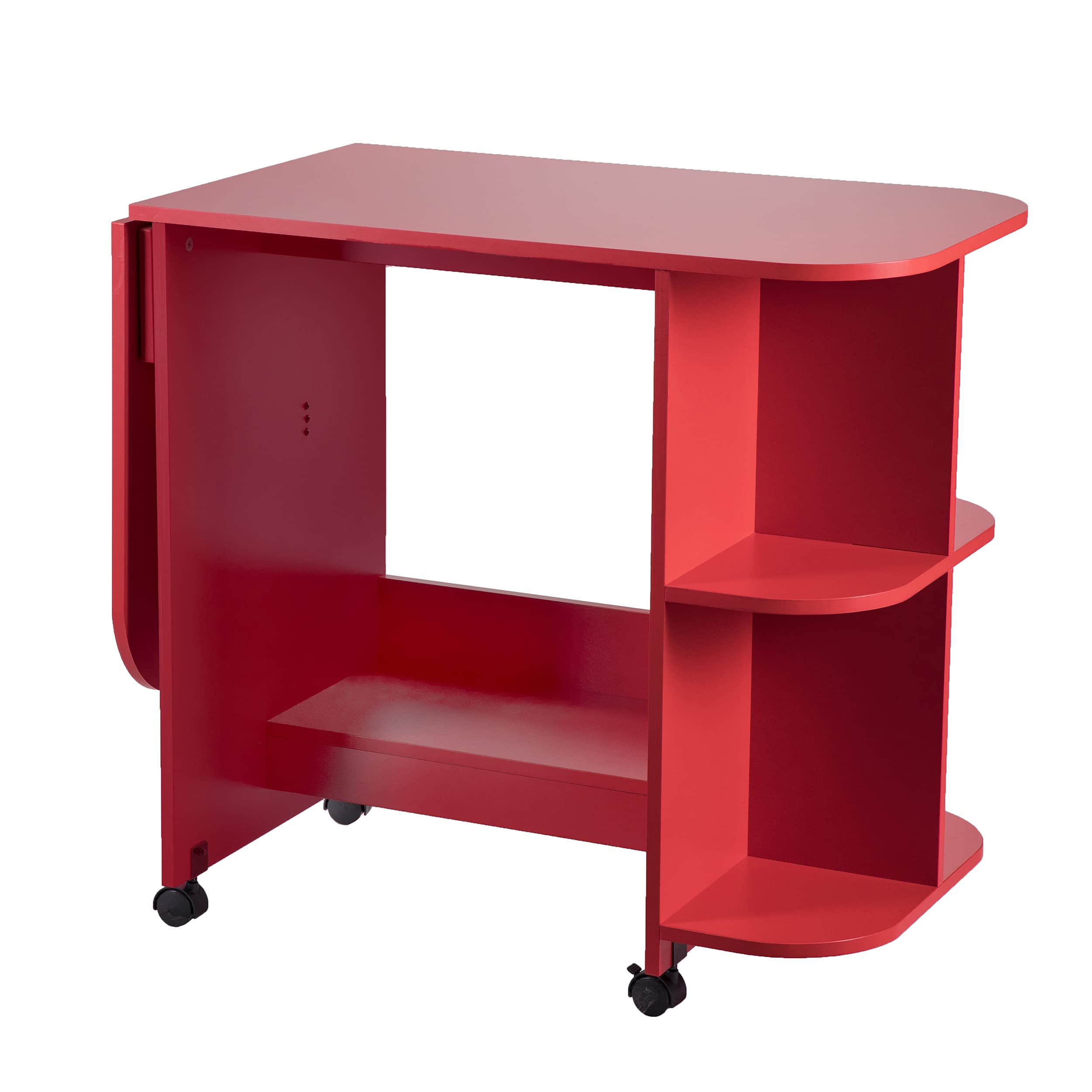 SEI FURNITURE Southern Enterprises Expandable Rolling Sewing Station Craft Table, Red