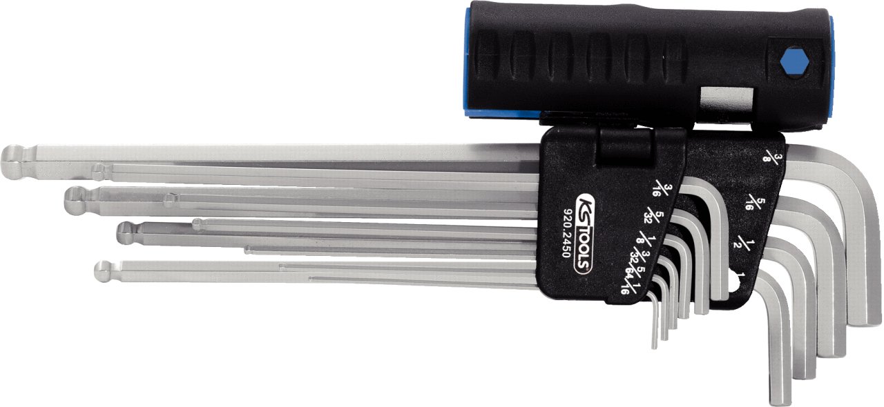 KS Tools 920.2450 5/64-9/16-inch 3-in-1 Classic Key Wrench Set with Ball Ended Hex (10 Pieces)