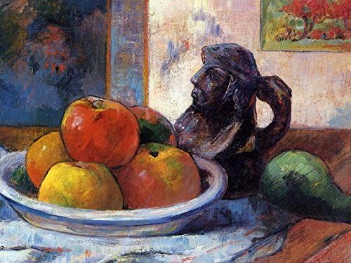 BrushWiz - Still Life With Apples Pear And Ceramic Portrait Jug by Paul Gauguin - Hand Painted Oil Painting Reproduction on Canvas (58" X 44")