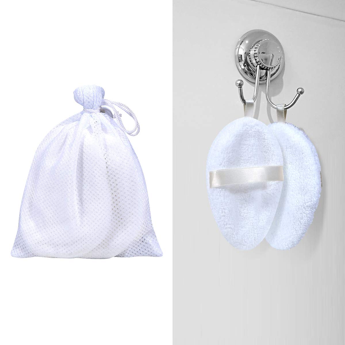 Reusable Cotton Pads 4Packs,Makeup Remover Washable Bamboo Cosmetic Pad with Laundry Bag（White）