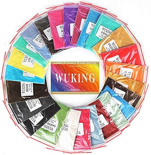 Mica Powder, 25 Color Set [250g/8.82oz] Perfect for epoxy Resin Color Pigment, 25 Essential Pigment Powder for Slime for Soap Making, Bath Bomb Colorant, Slime Supplies