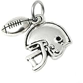 Cherityne J&M Dangle Football and Helmet Charm Bead for Charms Bracelets
