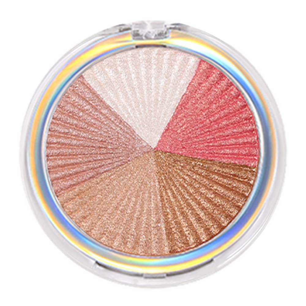 AMY'S DIARY Highlighter Makeup Contour Palette, 5 Shades White Pink Shimmer Face Illuminator, Blush and Makeup Highlighter Palette