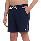 Reebok Mens Swim Trunks with Mesh Liner, 7” Inseam Quick Drying Mens Bathing Suit, Board Shorts for Swimming and Beach