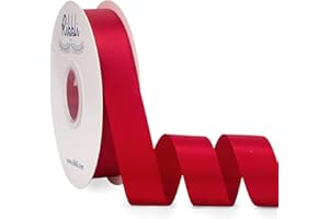 Ribbli Red Satin Ribbon Double Faced Satin 1 inch x Continuous 50 Yards-Red Ribbon for Gift Wrapping Crafts Wedding Decoration Bows Bouquet Floral Arrangement