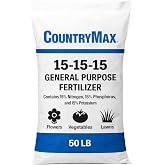 CountryMax 50LB 15-15-15 All Purpose Fertilizer, Balanced Plant Nutrition | Supports Strong Roots, Promotes Healthy Growth, Easy Application, Granular Formula, Garden &amp; Lawn Care