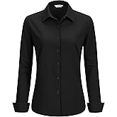 EverVoguant Super Soft Non-Iron Wrinkle Free Button Down Shirts for Women Solid Formal Work Dress Blouse Tops