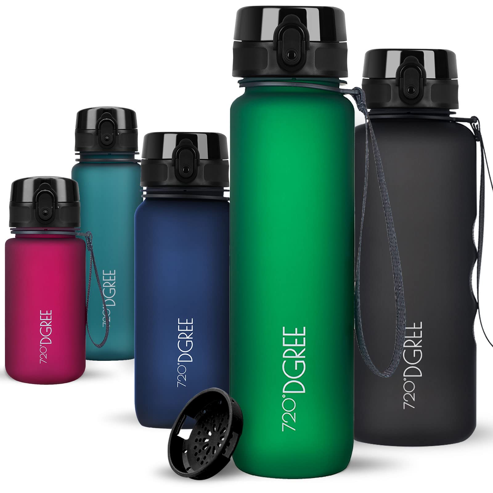 720°DGREE Water Bottle 650ml “uberBottle“ softTouch +Sieve - BPA-Free Tritan, Leakproof, Reusable Drinking Bottle - Sports Bottle for School, Fitness, Gym, Cycling, Travel, Office, Outdoor, Hiking