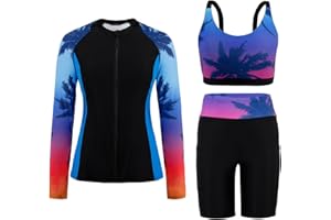 Arolina Womens Rash Guard Long Sleeve Swim Shirts Swimsuit 2026 Bathing Suit with Womens Swim Shorts & Two Pockets