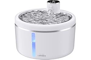 LABEKA Wireless Cat Water Fountain with Stainless Steel Tray, Battery Operated Cat Fountain - 102oz/3L Automatic Pet Water Dispenser, Easy Clean with Motion Sensor for Cats, Dogs